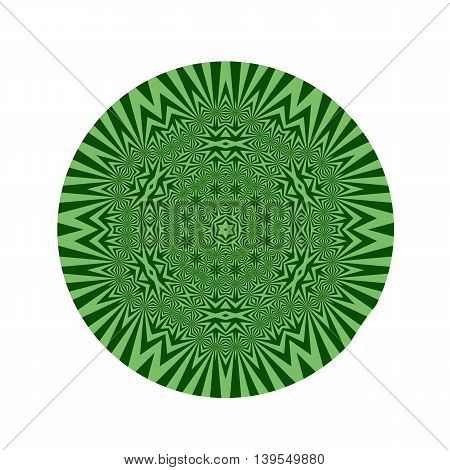Ornamental Green Round Pattern Isolated on White Background