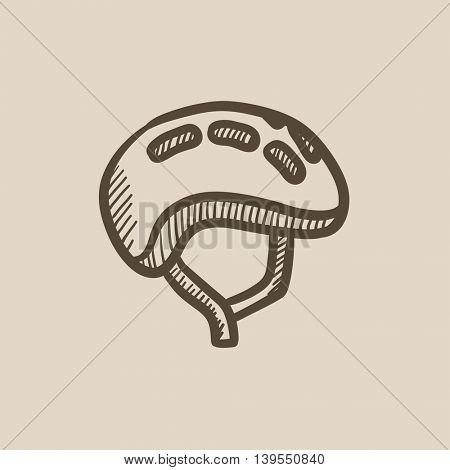 Bicycle helmet vector sketch icon isolated on background. Hand drawn Bicycle helmet icon. Bicycle helmet sketch icon for infographic, website or app.