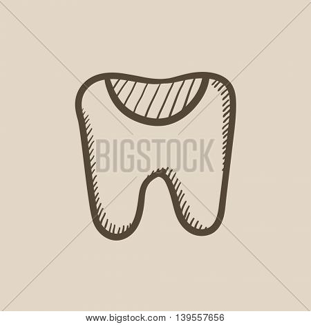 Tooth decay vector sketch icon isolated on background. Hand drawn Tooth decay icon. Tooth decay sketch icon for infographic, website or app.