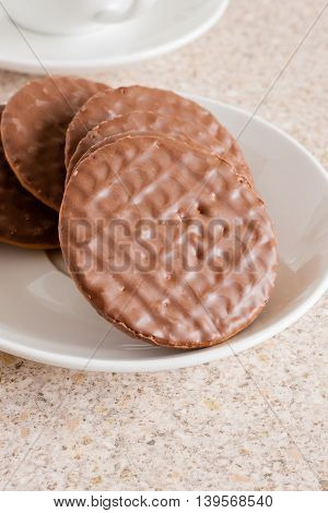 Milk chocolate covered digestive sweetmeal or wholemeal biscuits