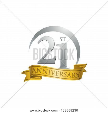 21st anniversary gold logo template. Creative design. Business success