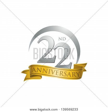 22nd anniversary gold logo template. Creative design. Business success