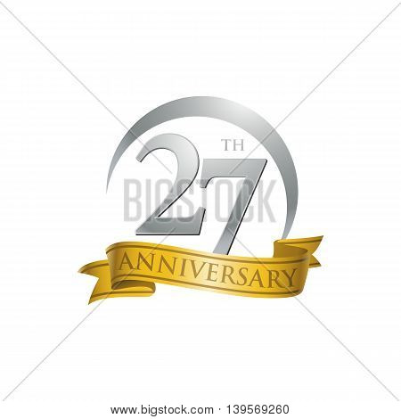 27th anniversary gold logo template. Creative design. Business success