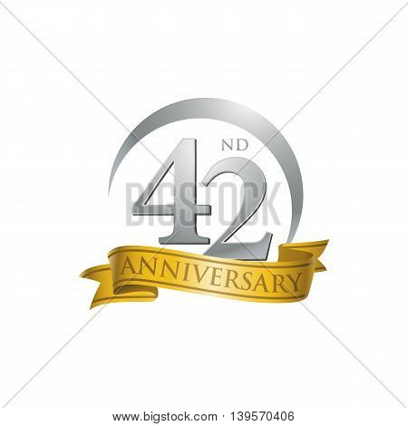 42nd anniversary gold logo template. Creative design. Business success