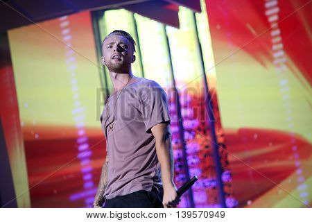 VITEBSK, BELARUS - JULY 17: Russian pop singer Egor Kreed performs during the 25th Slavyansky Bazar Festival on July 17, 2016 in Vitebsk, Belarus