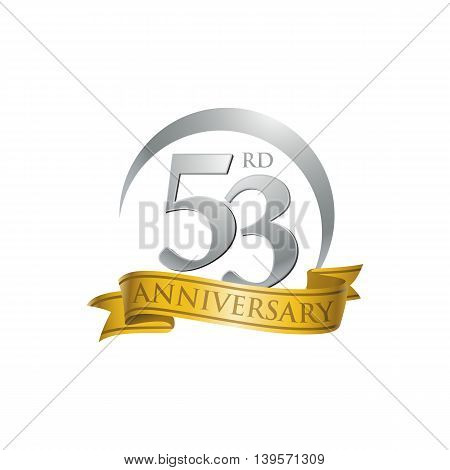 53rd anniversary gold logo template. Creative design. Business success