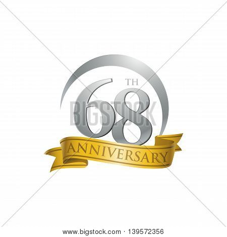 68th anniversary gold logo template. Creative design. Business success