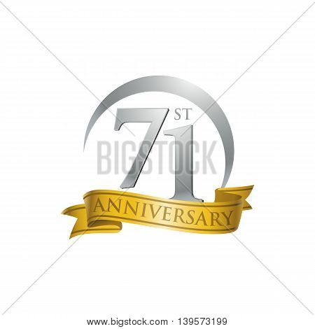 71st anniversary gold logo template. Creative design. Business success