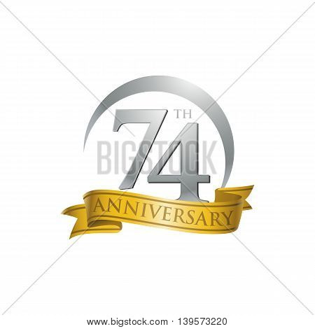 74th anniversary gold logo template. Creative design. Business success