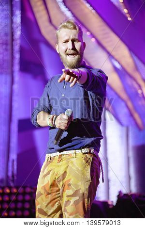 VITEBSK, BELARUS - JULY 17:Russian pop singer Bazil performs during the 25th Slavyansky Bazar Festival on July 17, 2016 in Vitebsk, Belarus