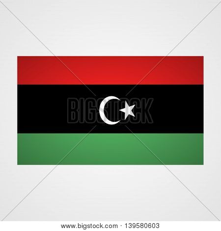 Libya flag on a gray background. Vector illustration