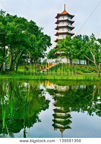 Chinese pagoda in Chinese Garden in Singapore