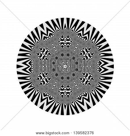 Ornamental Grey Round Pattern Isolated on White Background