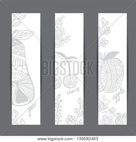 stock vector template for brochure card cover book invitation with apple cherry pear.