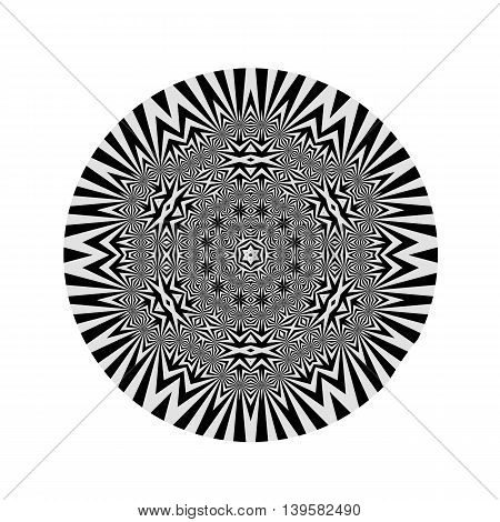 Ornamental Grey Round Pattern Isolated on White Background