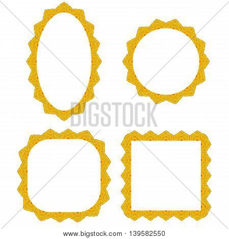 Set of Different Yellow Frames Isolated on White Background