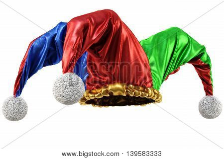 jester hat isolated on white background. 3d illustration.