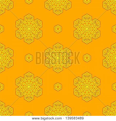 Seamless Creative Ornamental Yellow Pattern. Geometric Decorative Background