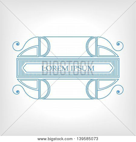 Vintage blue frame with vegetable elements for design and decoration