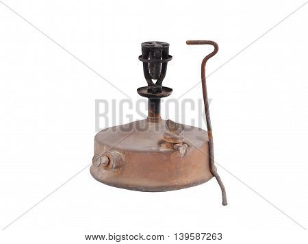Old camping stove (primus) isolated on white background