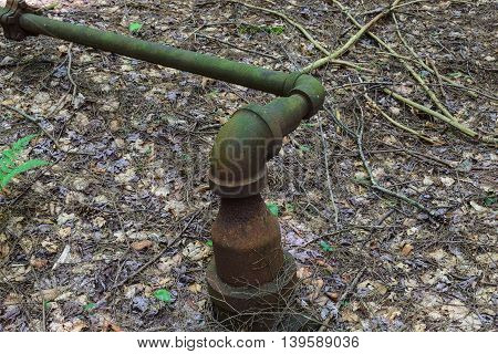 Old abandoned pipeline in the forest in Pennsylvania.