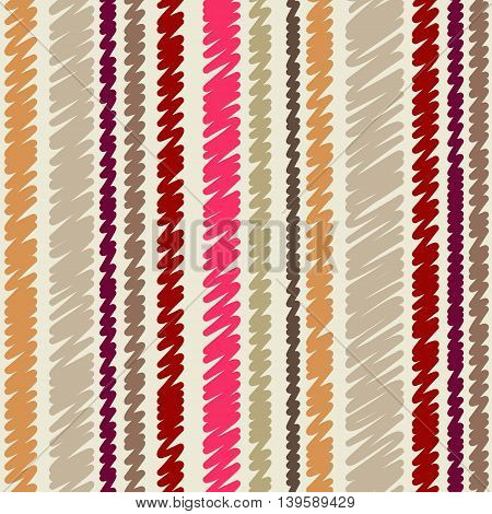 Vertical different widths striped seamless pattern. Diagonal drawing of thin lines. Simple abstract geometric colored ornamental vector illustration.