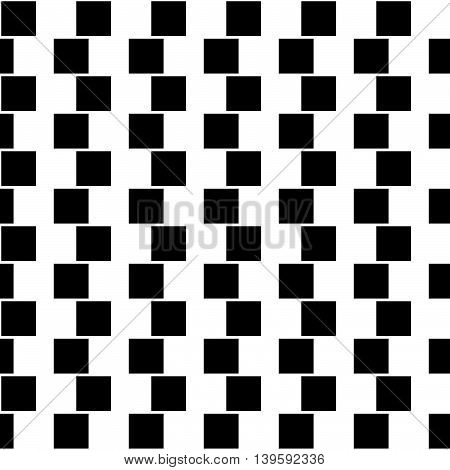 Illusory Monochrome Background With Mosaic Of Squares. Seamlessly Repeatable Black And White Pattern