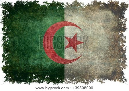 National flag of Algeria (officially The People's Democratic Republic of Algeria) with distressed textures and edges.