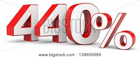 Discount 440 percent on white background. 3D illustration.