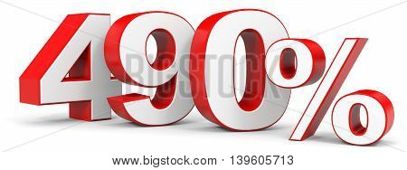 Discount 490 percent on white background. 3D illustration.