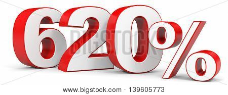 Discount 620 percent on white background. 3D illustration.