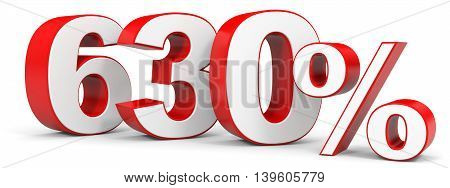 Discount 630 percent on white background. 3D illustration.