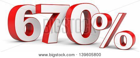 Discount 670 percent on white background. 3D illustration.