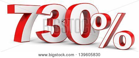 Discount 730 percent on white background 3D illustration.