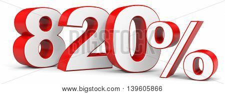 Discount 820 percent on white background. 3D illustration.