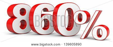 Discount 860 percent on white background. 3D illustration.
