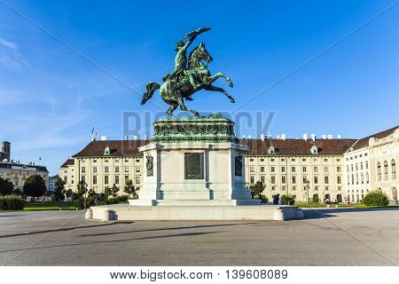 Horse And Rider Statue Of Archduke Karl In Vienna At The Heldenplatz