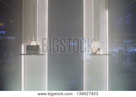 MACAO, CHINA - FEBRUARY 16, 2016: inside of Shoppes at Sands Cotai Centra. Shoppes at Sands Cotai Central is a large shopping mall in Macao