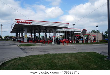 SHOREWOOD, ILLINOIS / UNITED STATES - AUGUST 30, 2015: One may purchase gasoline at the Speedway gasoline station in Shorewood.