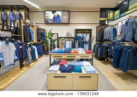 MACAO, CHINA - FEBRUARY 16, 2016: inside of Shoppes at Sands Cotai Centra. Shoppes at Sands Cotai Central is a large shopping mall in Macao