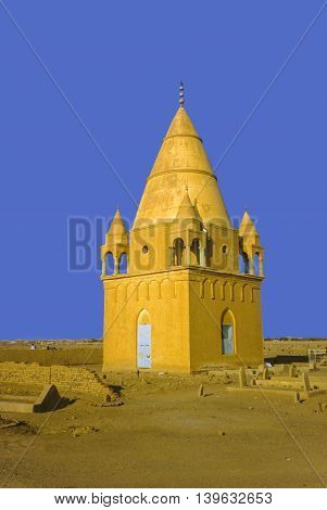 Sufi Mausoleum in Omdurman Sudan under blue sky