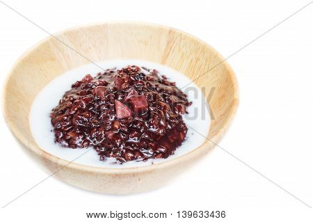 Black Sticky Rice Pudding With Taro, Thai Dessert.