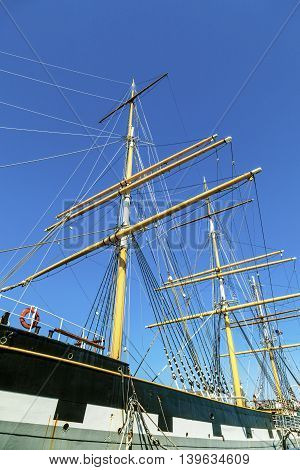 Detail Of The Three-master In  San Francisco