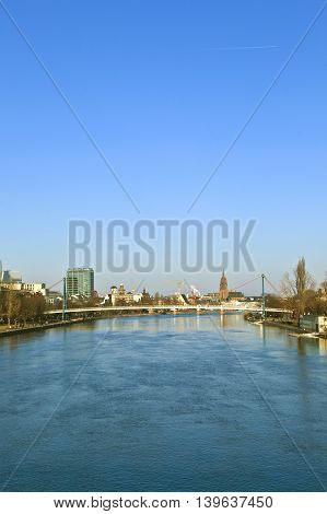 cityscape of Frankfurt am Main Germany with river Main