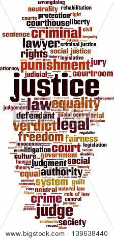 Justice word cloud concept. Vector illustration on white