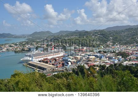 CASTRIES ST LUCIA CARIBBEAN: 19 January 2015: Overlooking Town of Castries capital of St Lucia