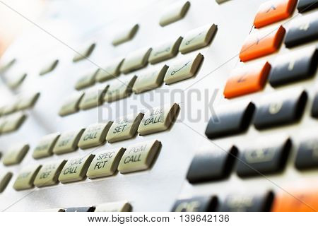 Numeric keypad CNC machine control panel. Shallow depth of field.