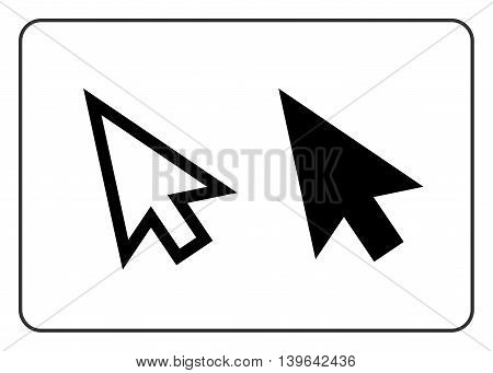 Arrows pointer signs set. Cursor mouse web icon. Click point button. Black element isolated on white background. Symbol of computer technology and website internet connection. Vector illustration