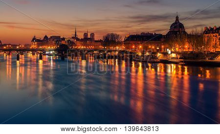 Paris, Frence: Seine river and Old Town of in the beautiful sunrise