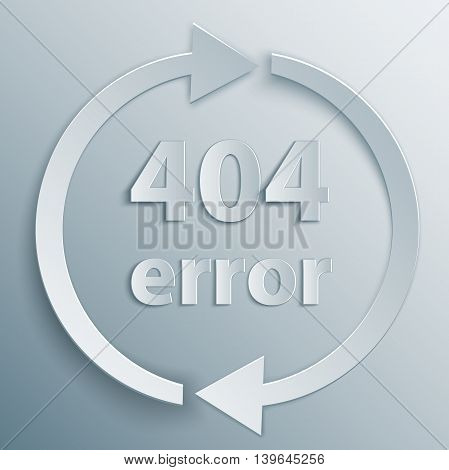 404 page not found template with two reboot round arrows in 3d paper and origami style.